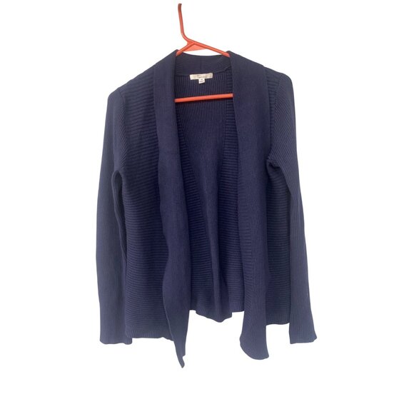 89th & Madison Womens Medium Ribbed Open Front Cardigan Sweater Navy - Picture 1 of 4